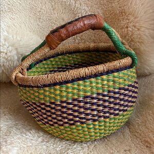 Mini Kids Colorful Woven Bolga Market Basket with Handle Easter basket